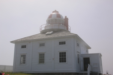 The lighthouse at Cape Spear, with some light atmospheric fog (which went away quickly). 